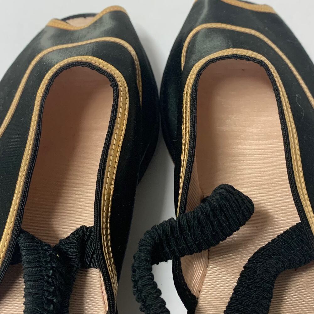 Idlelizers Vintage Black/Gold Sling Back Sandals Women's Size 5 - Picture 5 of 9